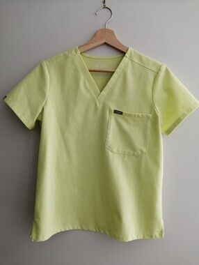 Figs Catarina One Pocket Scrub Top Limited Edition Highlighter Green Size XS